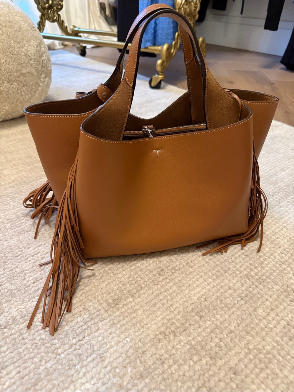 Tod’s Tan Leather Fringe Tote Bag